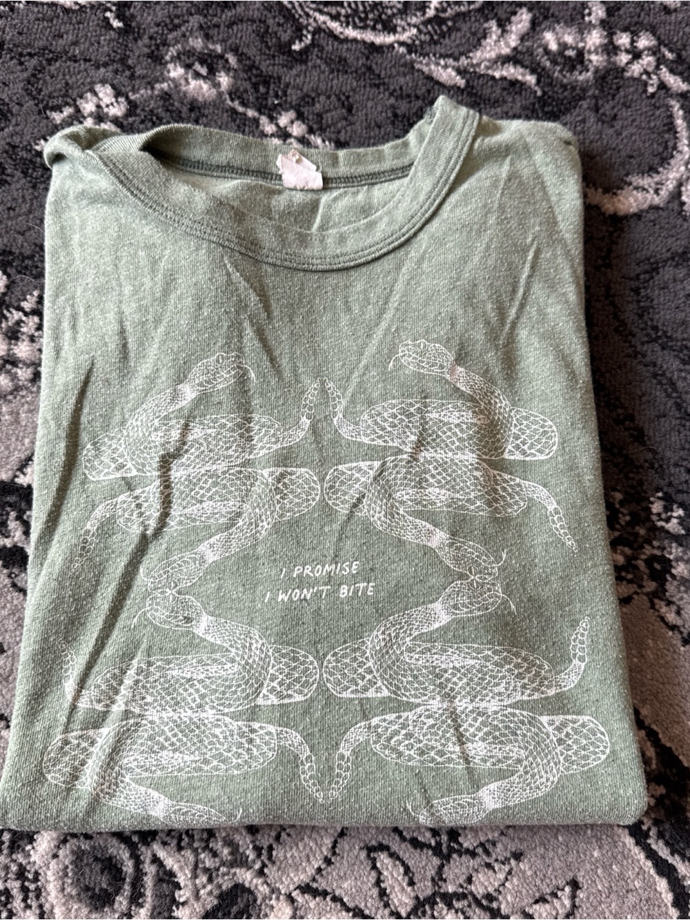 Classic Green Reptile Graphic Tee - I Promise I Won't Bite